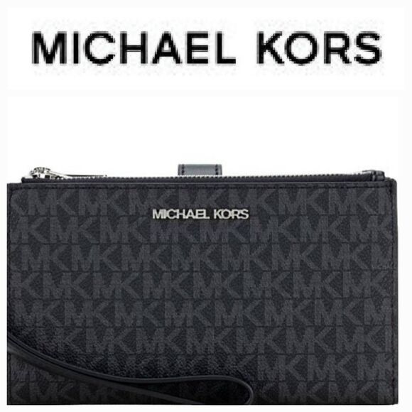Michael Kors MK Logo Large Double Zip Wristlet - Picture 1 of 9